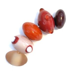 As Low As $2 Oranges Mulberry & Peach Handmade Lampwork Rondelle Bead Set (5)